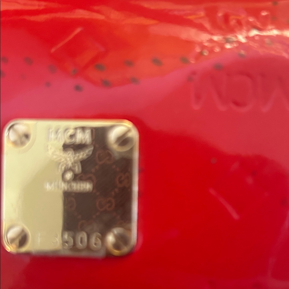 MCM Glossy Red Patent Barrel Bag - Picture 8 of 12